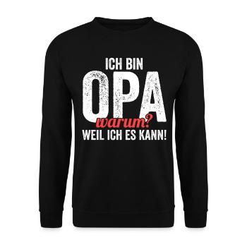 Großvater Großpapa Opi Opa - Unisex Pullover - Schwarz - Vorne - Alina (178cm) & Michal (187cm)