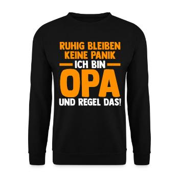 Großvater Großpapa Opi Opa - Unisex Pullover - Schwarz - Vorne - Alina (178cm) & Michal (187cm)