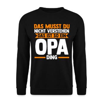 Großvater Großpapa Opi Opa - Unisex Pullover - Schwarz - Vorne - Alina (178cm) & Michal (187cm)