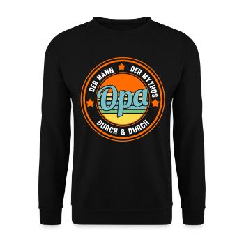 Großvater Großpapa Opi Opa - Unisex Pullover - Schwarz - Vorne - Alina (178cm) & Michal (187cm)
