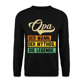 Großvater Großpapa Opi Opa - Unisex Pullover - Schwarz - Vorne - Alina (178cm) & Michal (187cm)