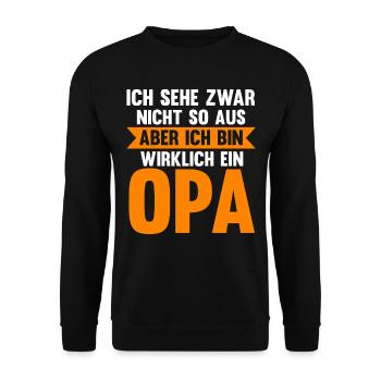 Großvater Großpapa Opi Opa - Unisex Pullover - Schwarz - Vorne - Alina (178cm) & Michal (187cm)