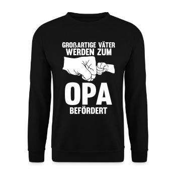 Großvater Großpapa Opi Opa - Unisex Pullover - Schwarz - Vorne - Alina (178cm) & Michal (187cm)