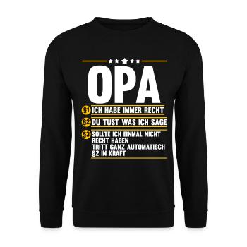 Großvater Großpapa Opi Opa - Unisex Pullover - Schwarz - Vorne - Alina (178cm) & Michal (187cm)