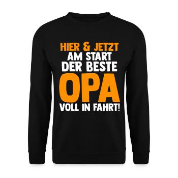 Großvater Großpapa Opi Opa - Unisex Pullover - Schwarz - Vorne - Alina (178cm) & Michal (187cm)