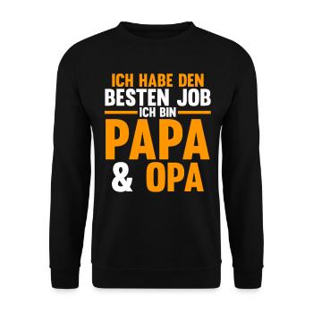 Großvater Großpapa Opi Opa - Unisex Pullover - Schwarz - Vorne - Alina (178cm) & Michal (187cm)
