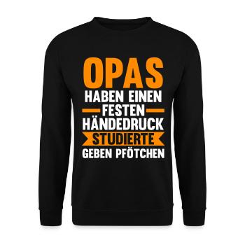Großvater Großpapa Opi Opa - Unisex Pullover - Schwarz - Vorne - Alina (178cm) & Michal (187cm)