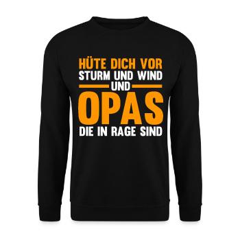 Großvater Großpapa Opi Opa - Unisex Pullover - Schwarz - Vorne - Alina (178cm) & Michal (187cm)