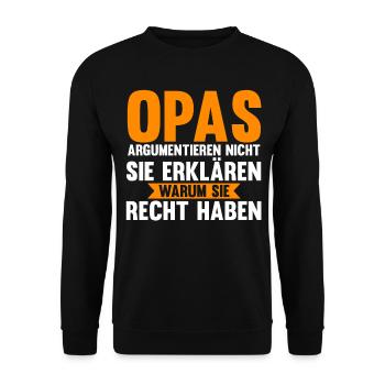 Großvater Großpapa Opi Opa - Unisex Pullover - Schwarz - Vorne - Alina (178cm) & Michal (187cm)