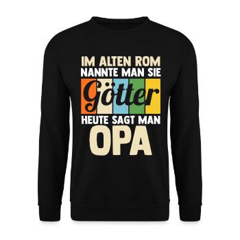 Großvater Großpapa Opi Opa - Unisex Pullover - Schwarz - Vorne - Alina (178cm) & Michal (187cm)
