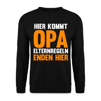 Großvater Großpapa Opi Opa - Unisex Pullover - Schwarz - Vorne - Alina (178cm) & Michal (187cm)