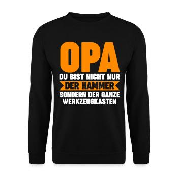 Großvater Großpapa Opi Opa - Unisex Pullover - Schwarz - Vorne - Alina (178cm) & Michal (187cm)