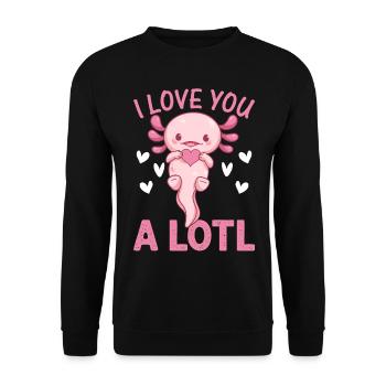 Axolotl Lover - Je t’aime A Lotl - Mignon Axolotl K - Sweat-shirt Unisexe - noir - Devant - Alina (178cm) & Michal (187cm)
