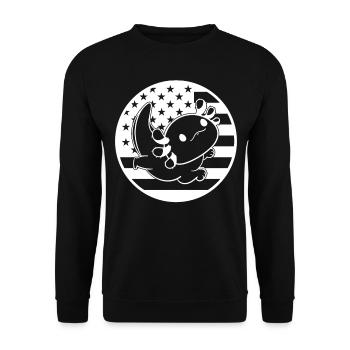 Axolotl American Flag Axolotl US Flag Axolotl - Ka - Unisex Pullover - Schwarz - Vorne - Alina (178cm) & Michal (187cm)
