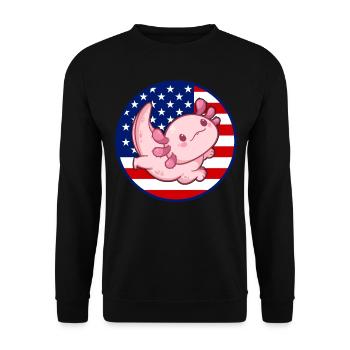 Axolotl American Flag Kawaii Axolotl US Flag Axolo - Unisex Pullover - Schwarz - Vorne - Alina (178cm) & Michal (187cm)