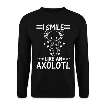 Kawaii Axolotl Lover - Je souris comme un Axolotl - Sweat-shirt Unisexe - noir - Devant - Alina (178cm) & Michal (187cm)