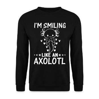 Axolotl Lover Kawaii Axolotl - Je souris comme un - Sweat-shirt Unisexe - noir - Devant - Alina (178cm) & Michal (187cm)