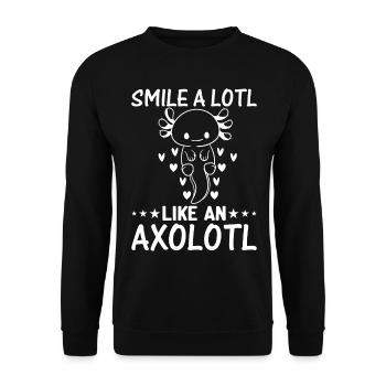 Axolotl Lover - Smile A Lotl Like An Axolotl - Kaw - Unisex Pullover - Schwarz - Vorne - Alina (178cm) & Michal (187cm)