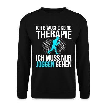 Joggen Therapie Spruch - Unisex Pullover - Schwarz - Vorne - Alina (178cm) & Michal (187cm)