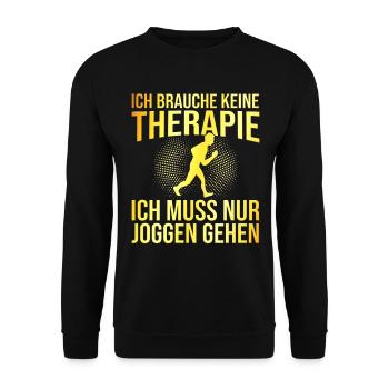 Joggen Therapie Spruch - Unisex Pullover - Schwarz - Vorne - Alina (178cm) & Michal (187cm)