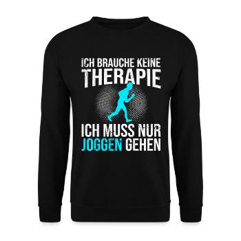Joggen Therapie Spruch - Unisex Pullover - Schwarz - Vorne - Alina (178cm) & Michal (187cm)
