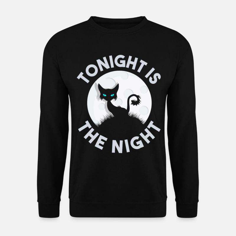 Tonight is the night Schwarze Katze Halloween - Unisex Pullover - Schwarz