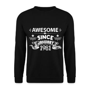 Januar 1981 | Super seit Januar 1981 - Unisex Pullover - Schwarz - Vorne - Alina (178cm) & Michal (187cm)