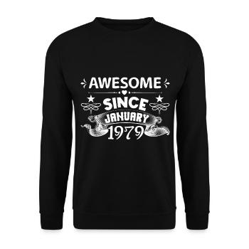 January 1979 | Awesome since January 1979 - Unisex Sweatshirt - black - Front - Alina (178cm) & Michal (187cm)
