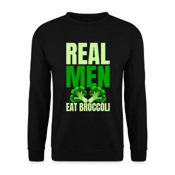 Echte Männer Essen Brokkoli Vegetarisches Gemüse - Unisex Pullover - Schwarz - Vorne - Alina (178cm) & Michal (187cm)