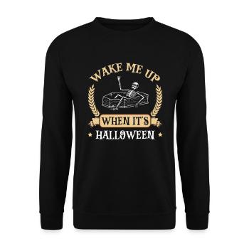 Wake Me Up When Halloween Spooky Skeleton Is - Unisex Sweatshirt - black - Front - Alina (178cm) & Michal (187cm)
