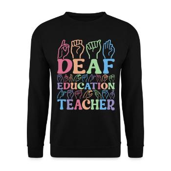 Taub Taubstumm Deaf - Unisex Pullover - Schwarz - Vorne - Alina (178cm) & Michal (187cm)