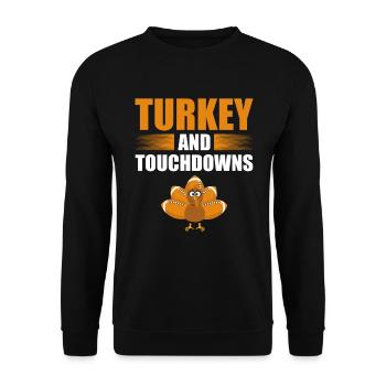 Turquie et Touchdowns Joueur de football Thanksgiving - Sweat-shirt Unisexe - noir - Devant - Alina (178cm) & Michal (187cm)