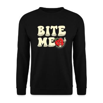 Bite Me Apple Picker Apple Squad Fruit Lover - Unisex Sweatshirt - black - Front - Alina (178cm) & Michal (187cm)