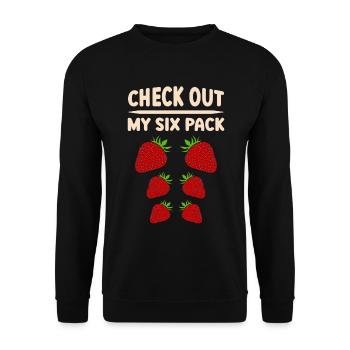 Schauen Sie Sich Meine Sixpack-erdbeerpflückbeere - Unisex Pullover - Schwarz - Vorne - Alina (178cm) & Michal (187cm)
