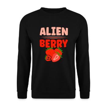 Alien Berry Stawberry Picking Außerirdische - Unisex Pullover - Schwarz - Vorne - Alina (178cm) & Michal (187cm)
