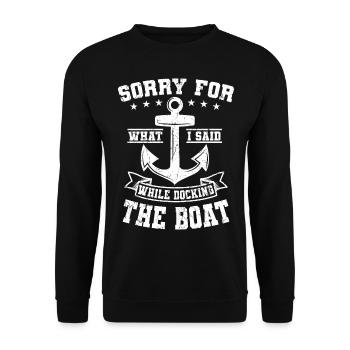 Désolé pour ce que j’ai dit lors de l’ancrage de l’ancre de démarrage - Sweat-shirt Unisexe - noir - Devant - Alina (178cm) & Michal (187cm)