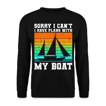 Ich Habe Pläne Mit Meinem Boot Bootfahren Schiff - Unisex Pullover - Schwarz - Vorne - Alina (178cm) & Michal (187cm)