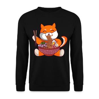 Anime Fox Mange Des Nouilles Japonaises Ramen Kawaii - Sweat-shirt Unisexe - noir - Devant - Alina (178cm) & Michal (187cm)