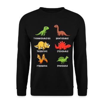 Dinosaurier Dino Triceratops Tyrannosaurus Rex - Unisex Pullover - Schwarz - Vorne - Alina (178cm) & Michal (187cm)