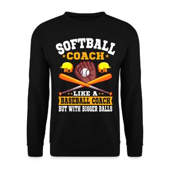 Entraîneur de softball comme un entraîneur de baseball - Sweat-shirt Unisexe - noir - Devant - Alina (178cm) & Michal (187cm)