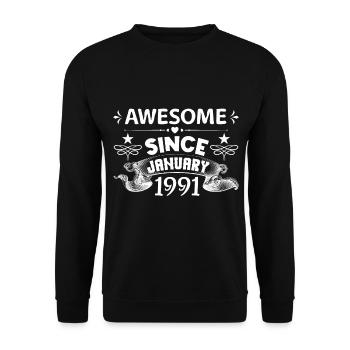 January 1991 | Awesome since January 1991 - Unisex Sweatshirt - black - Front - Alina (178cm) & Michal (187cm)