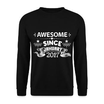 January 2017 | Awesome since January 2017 - Unisex Sweatshirt - black - Front - Alina (178cm) & Michal (187cm)