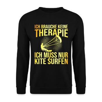 Kite surfen Therapie Spruch - Unisex Pullover - Schwarz - Vorne - Alina (178cm) & Michal (187cm)