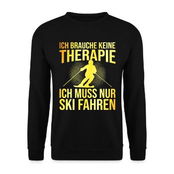 Ski Therapie Spruch - Unisex Pullover - Schwarz - Vorne - Alina (178cm) & Michal (187cm)