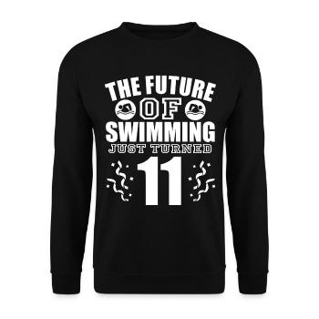 Schwimmer Schwimmen Spruch - Unisex Pullover - Schwarz - Vorne - Alina (178cm) & Michal (187cm)