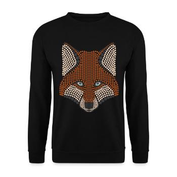 Fuchs Waldtier Design gepunktet mit Tierkopf - Unisex Pullover - Schwarz - Vorne - Alina (178cm) & Michal (187cm)
