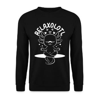 Axolot Lover Axolot Relaxolotl - Funny Axolot - Unisex Pullover - Schwarz - Vorne - Alina (178cm) & Michal (187cm)