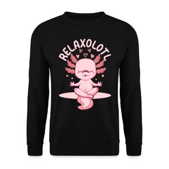 Axolot Lover Funny Axolot Relaxolotl - Funny Axolo - Unisex Pullover - Schwarz - Vorne - Alina (178cm) & Michal (187cm)