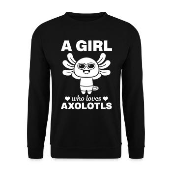 Axolotl Lover - Une fille qui aime Axolotls - Mignon A - Sweat-shirt Unisexe - noir - Devant - Alina (178cm) & Michal (187cm)