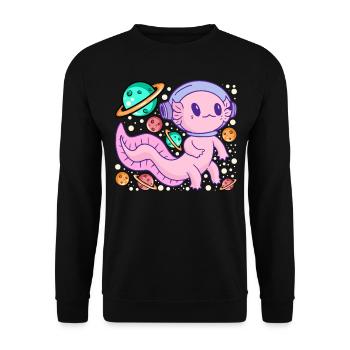 Axolotl Kawaii Axolotl Space Travel Astronaut Axol - Unisex Sweatshirt - black - Front - Alina (178cm) & Michal (187cm)